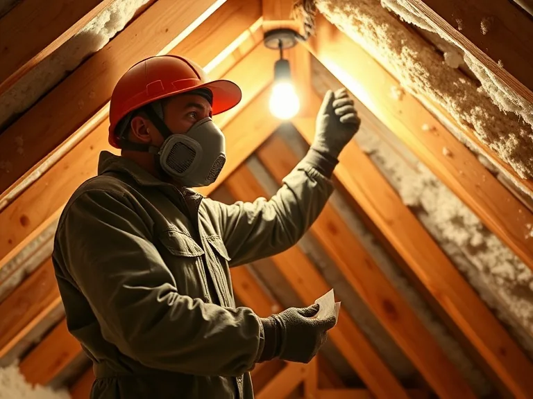 Insulation installer working on a residential home insulation project